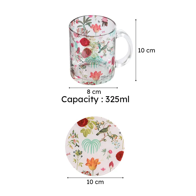 India Circus Rosewood Glow Glass Mug With Coaster (325 mL Each) - Four Piece Set media 7