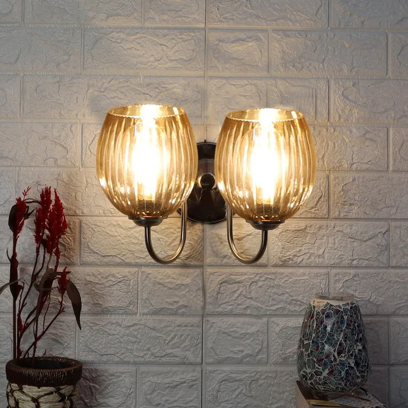 Vintage Glow Dual Shade Glass Wall Lamp media 4