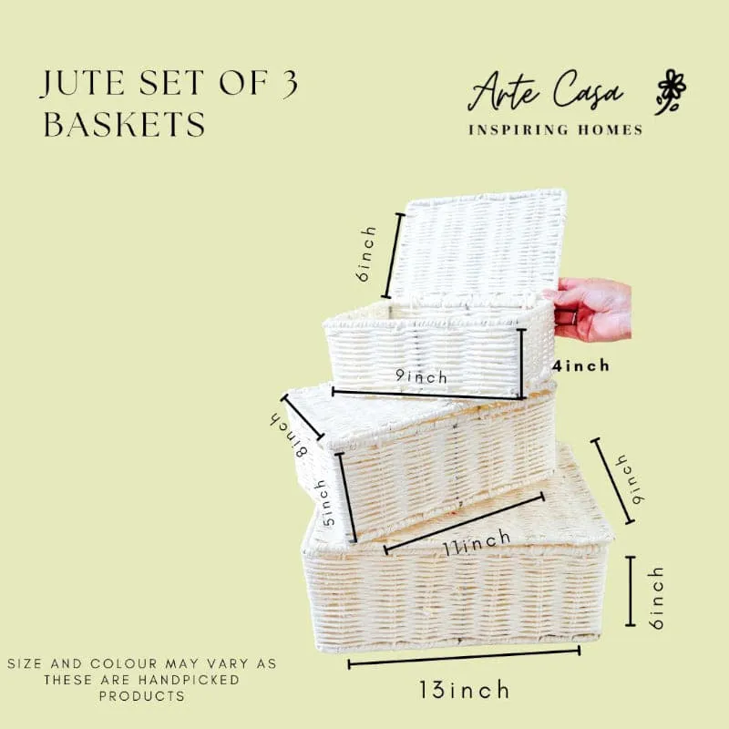 Lona Jute Organiser (Metal, Jute) Basket - Set Of Three media 6