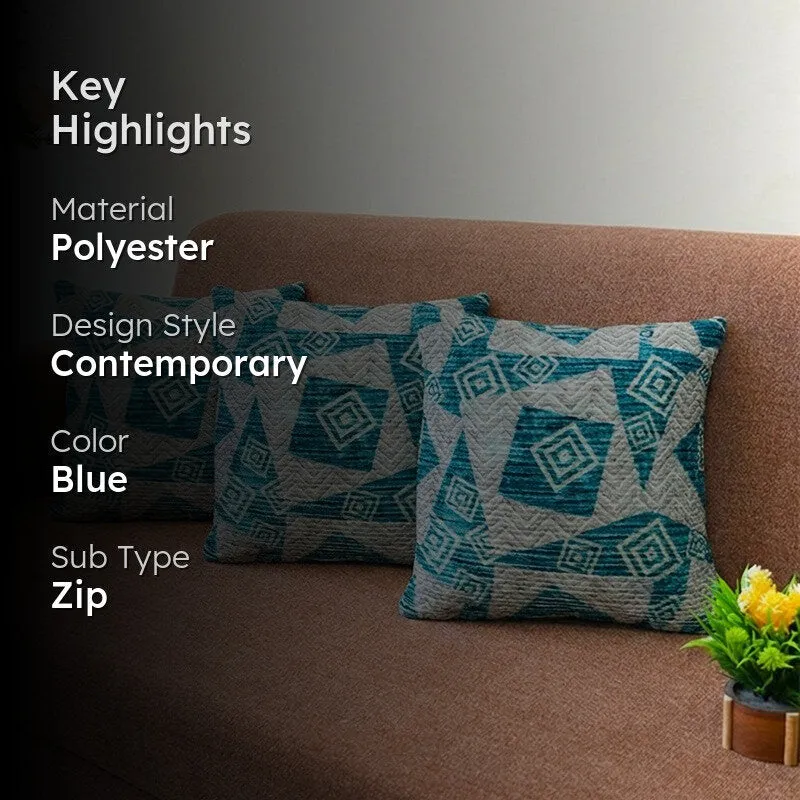 SquareDrift Cushion Cover (Blue) - Set Of Three media 2