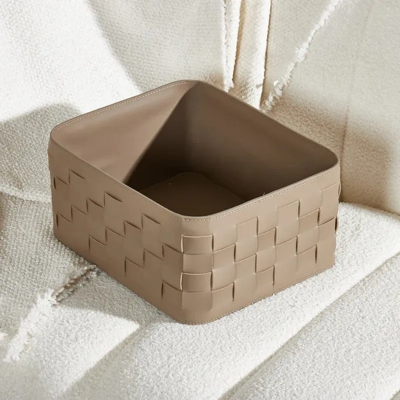 Storvia Faux Leather Storage Basket - Brown media 3