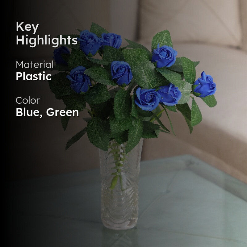 Artificial Blue Rose Sticks - Set Of Two media 2