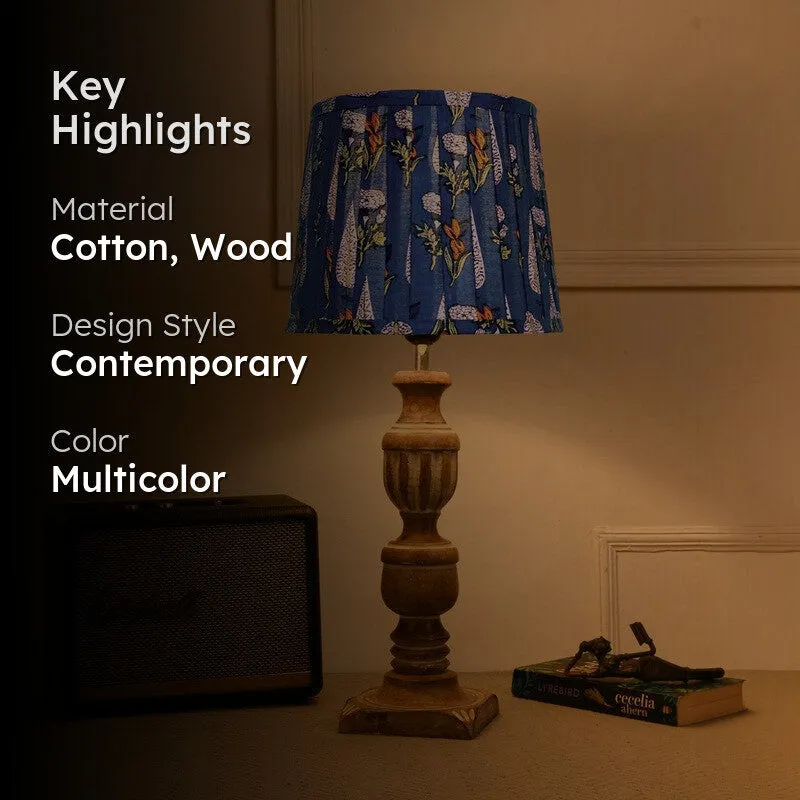 Twilight Flora Wooden Base Cotton Table Lamp - Multicolor media 2