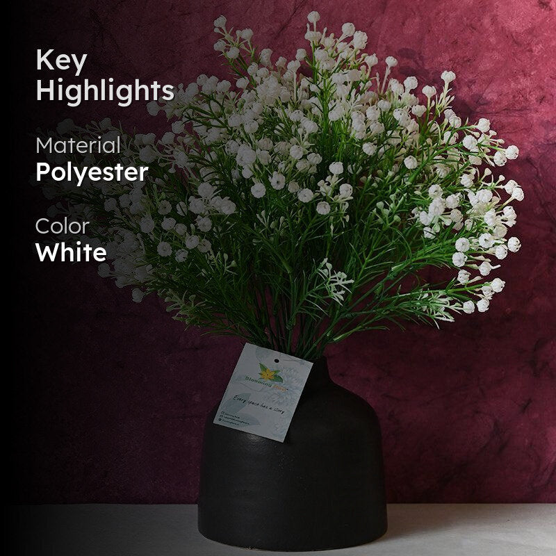 Faux Everlasting Baby Breath Flower Stick (White) - Set of Six media 2