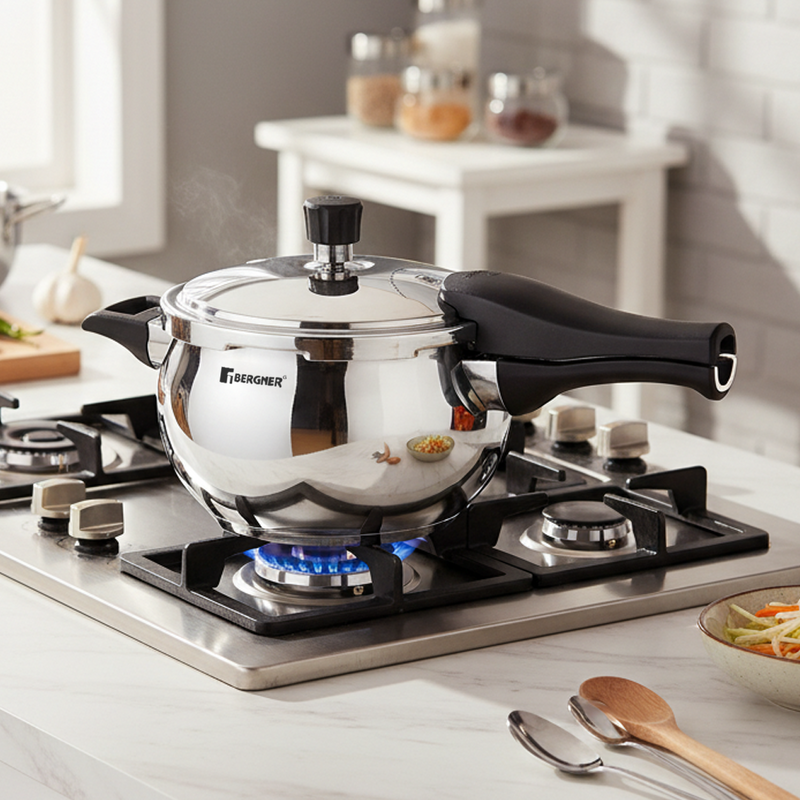 Bergner Stainless Steel Belly Shape Pressure Cooker - 1500 mL - 1500 mL