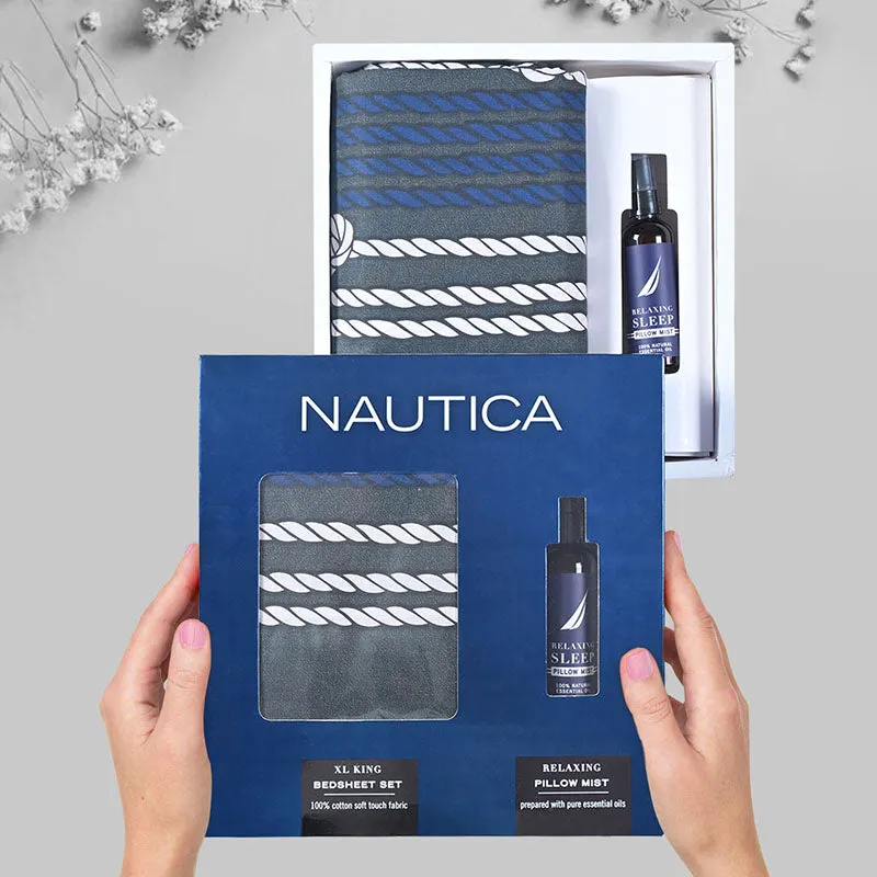 Nautica Snug Nest Geometric Cotton Bedsheet (Grey & Black) - 160 TC - 6