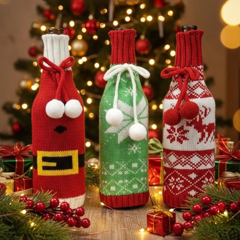 Holly Sip Sparkle Bottle Christmas Ornament - Set Of Three media 1