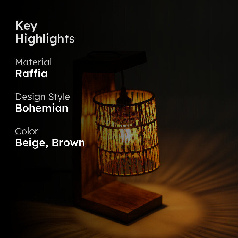 TerraLit Rattan Table Lamp - Beige,Brown media 2