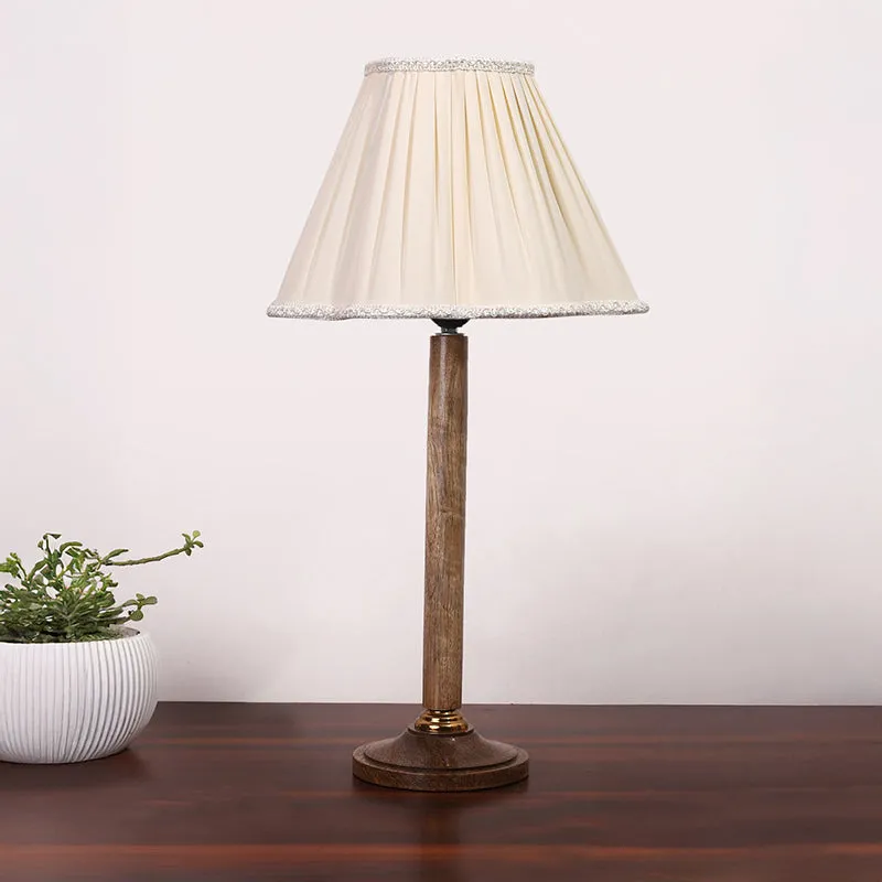 Petal Table Lamp With Wooden Base - Ivory,Brown media 3