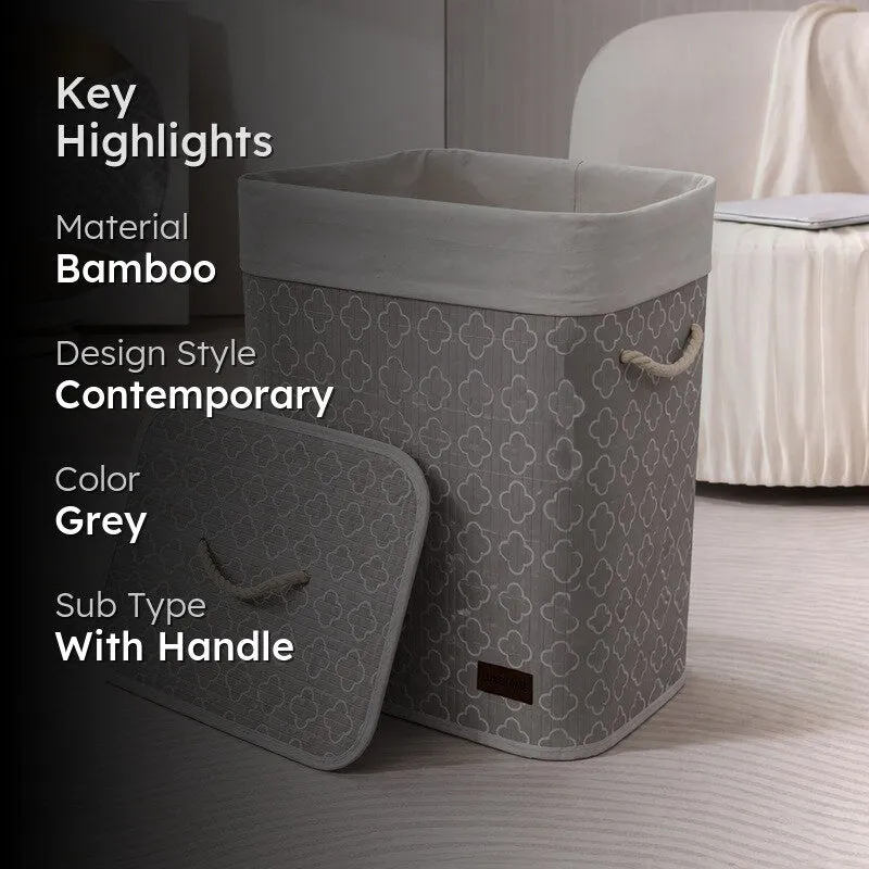 Quatrefoil Bamboo Laundry Basket media 2
