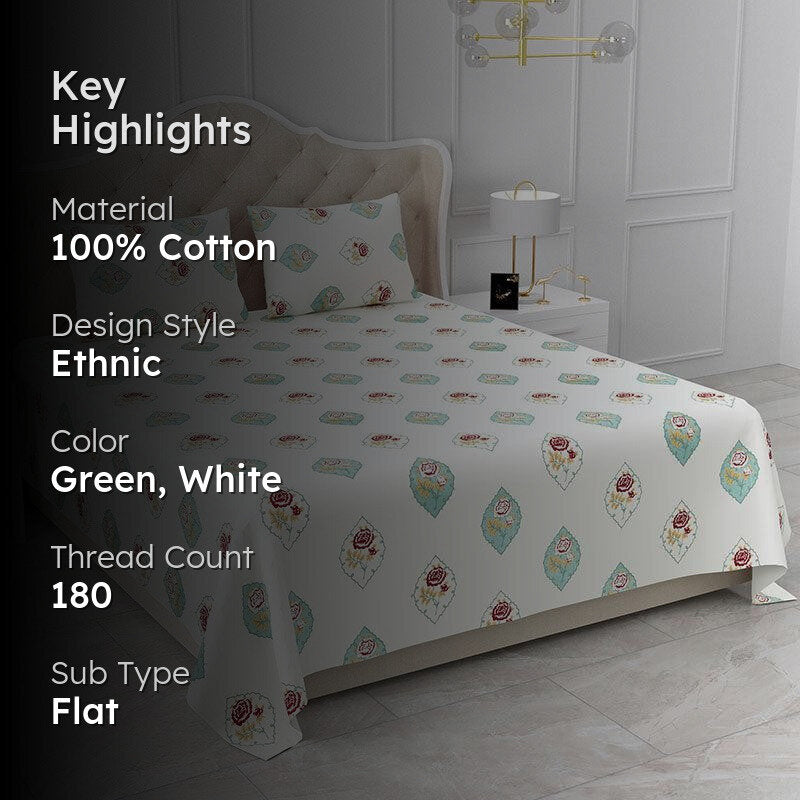 Istanbul Rose Ethnic Cotton Bedsheet - 180 TC media 2