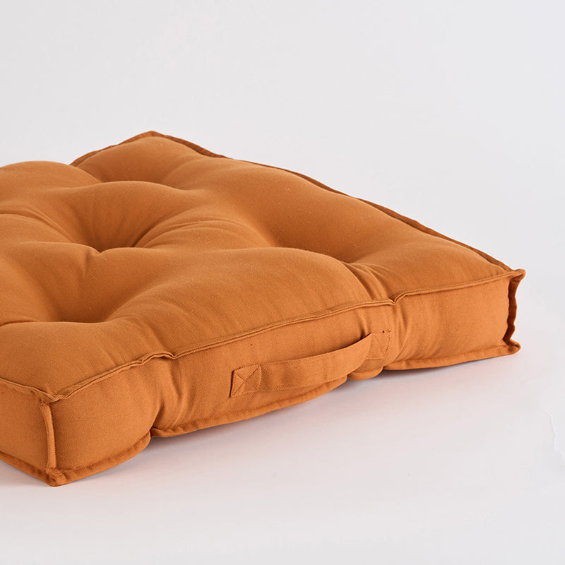 Cushflow Solid Cotton Floor Cushion (Brown) - Set Of Four image 4