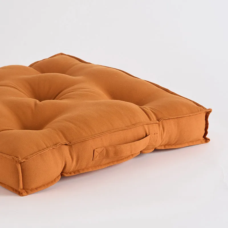 Cushflow Solid Cotton Floor Cushion (Brown) - Set Of Four media 4