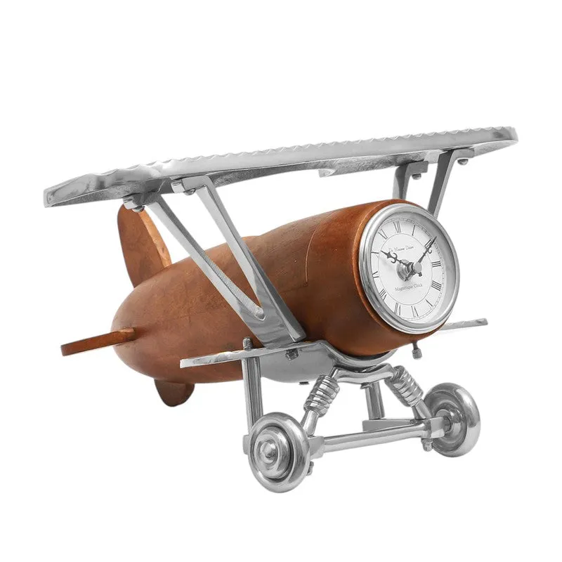 Vintage Airplane Table Clock Silver media 6
