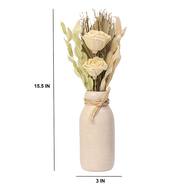 Buttercup Roses Artificial Flower With Ceramic Bottle media 5