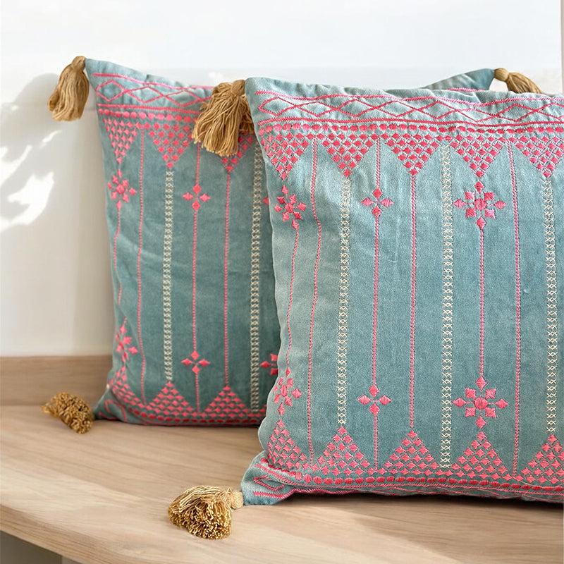 Thread Studio Embroidered Cotton Cushion Cover - Set Of Two media 4