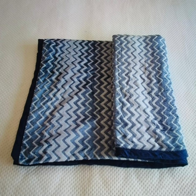 Waveora Striped Woolen Blanket (Blue) - 350 GSM media 5