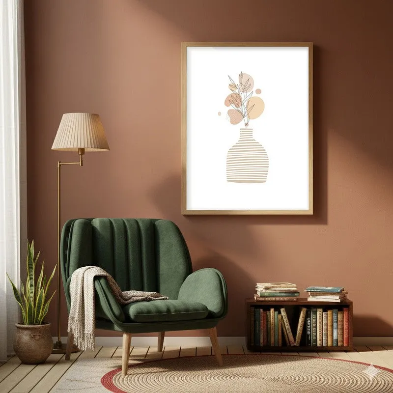 Striped Clay Canvas Wall Painting With Brown Frame media 6