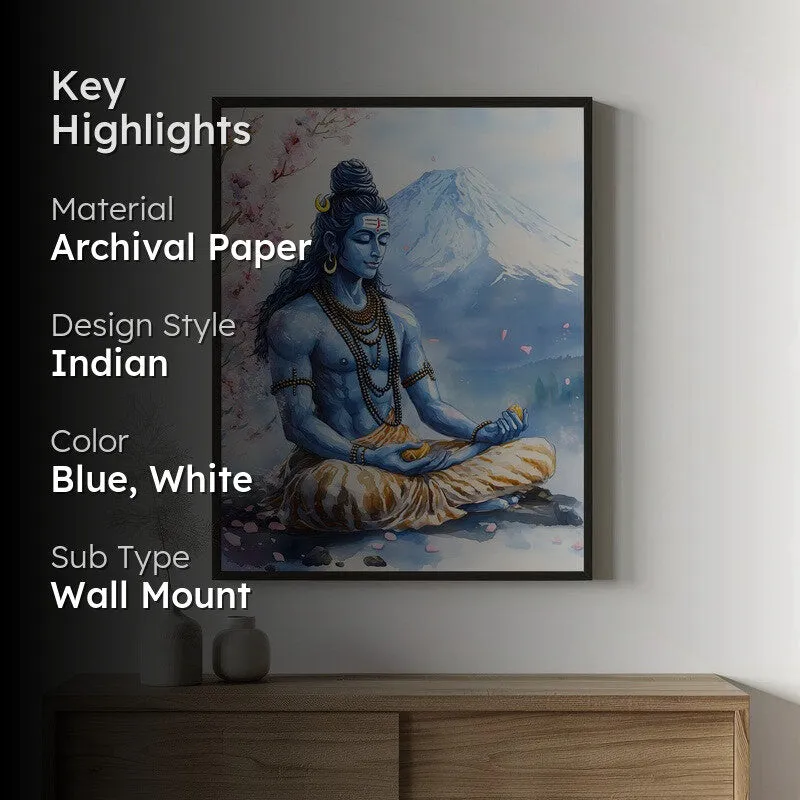 Mahakaleshwar Spiritual Archival Paper Wall Painting With Frame - Black media 2