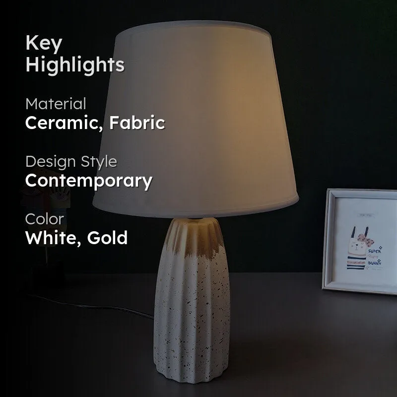 Ebla Ceramic Table Lamp - White,Gold media 2