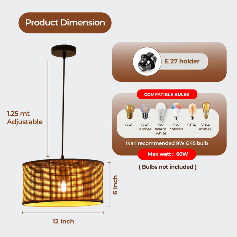 Lume Ray Rattan & Metal Ceiling Lamp media 4