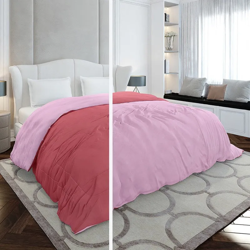 Monte Carlo Softelle Solid Polyester Reversible Comforter (Magenta & Light Pink) - 110 GSM media 3