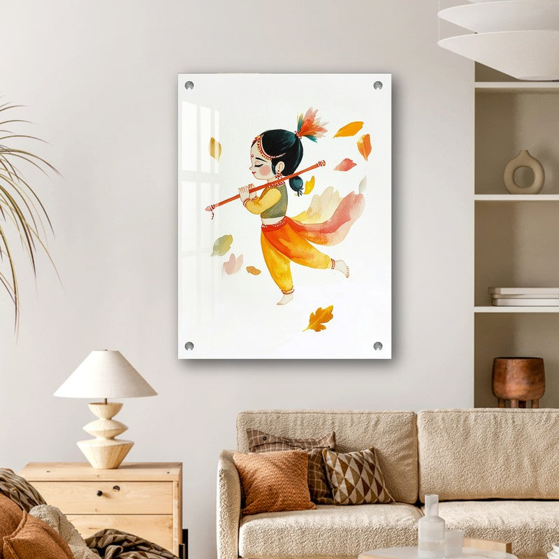 Melody of the Flute Girl Acrylic Wall Art