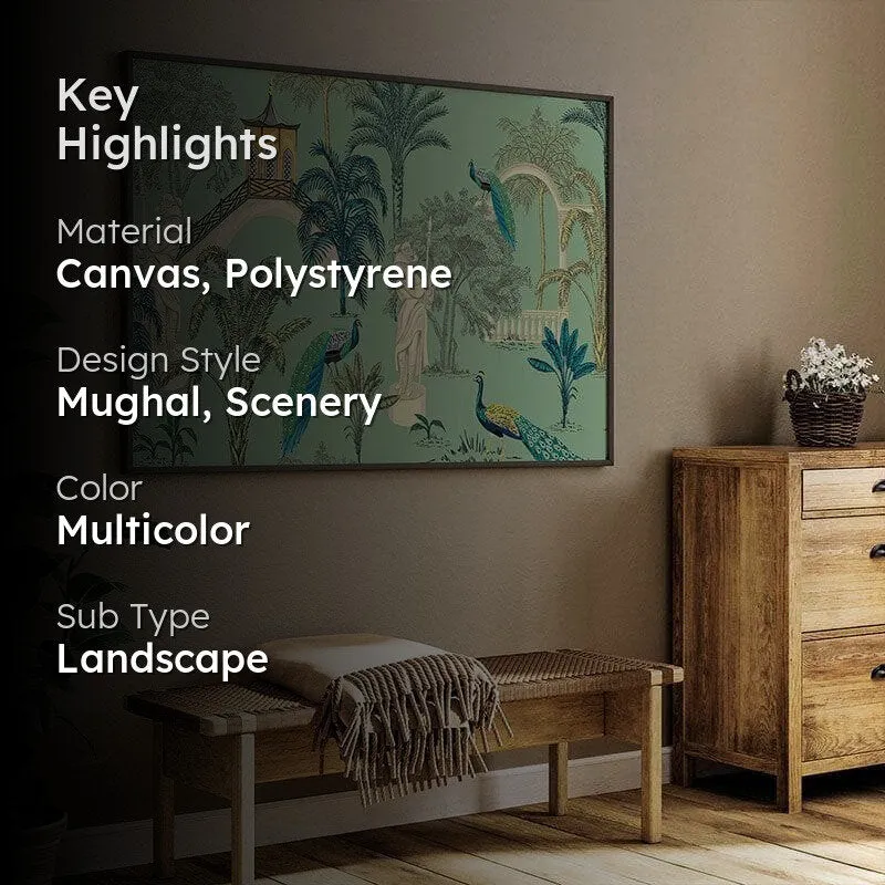 India Peacock Heritage Wall Painting - Black Frame media 2