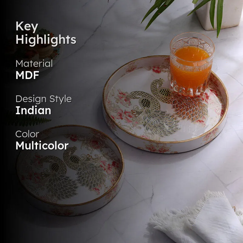 Golden Morni Enamel Coated Serving Tray (Round) - Set Of Two media 2