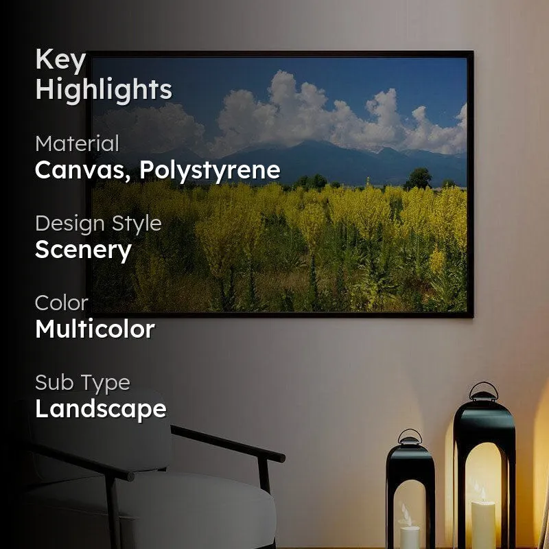 Yellow Field Canvas Wall Painting - Black Frame media 2