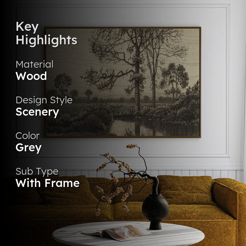 Monochrome Branches Wood Wall Art With Frame - Black media 2