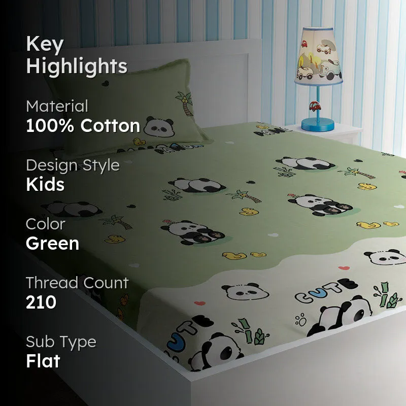 Panda Snuggles Kids Cotton Bedsheet - 210 TC media 2