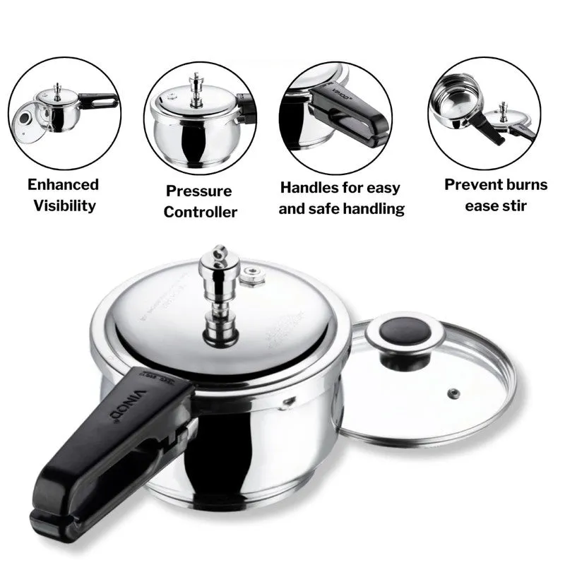 Vinod Morvex Pressure Cooker Stainless Steel - 2500 mL - 6