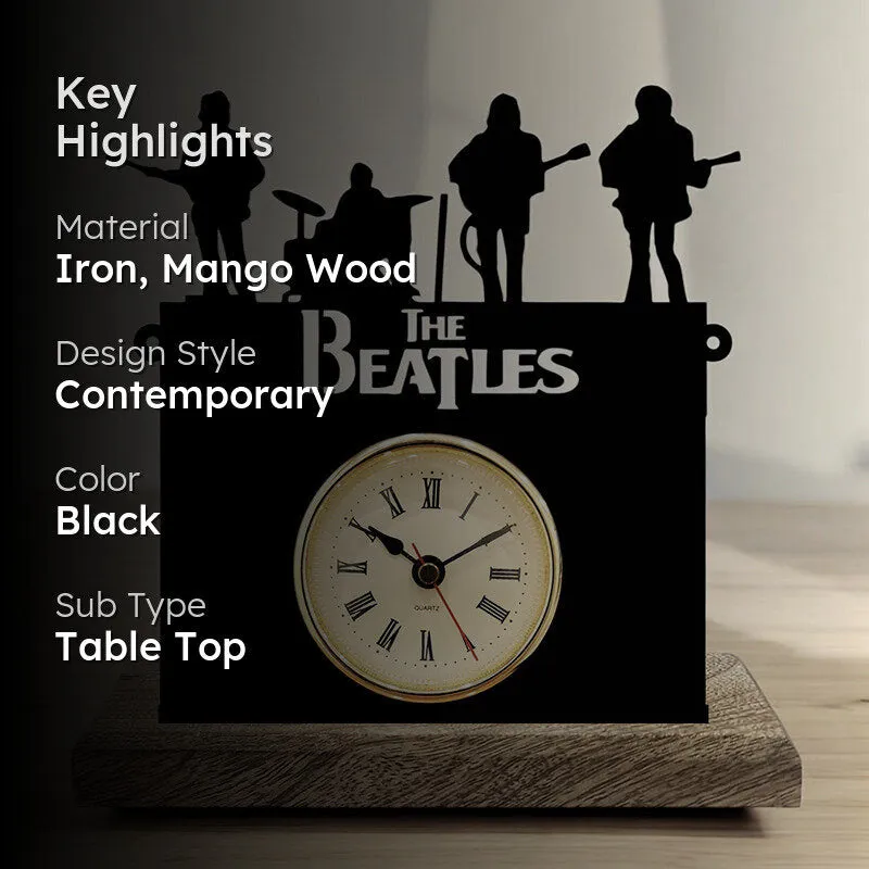 The Beatles Analog Mango Wood Table Clock media 2