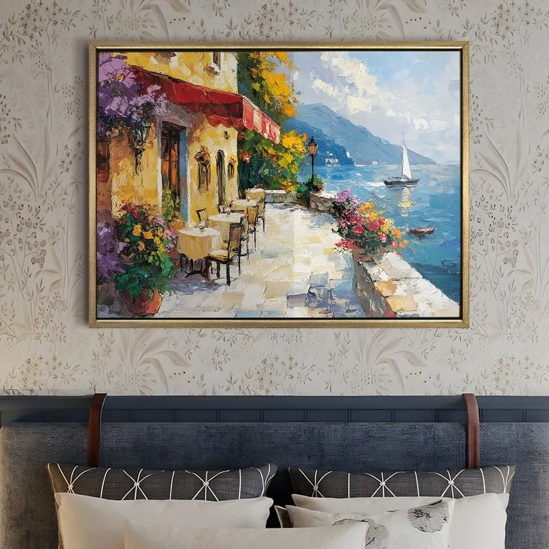 Sidewalk Cafe Canvas Wall Painting With Frame media 5