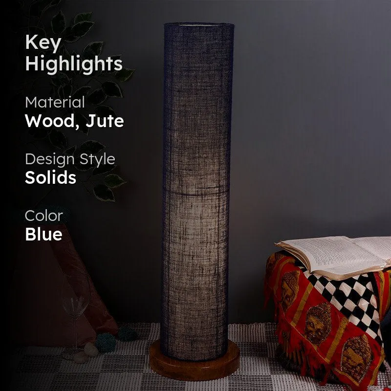 Agia Wooden Tower Floor Lamp With Jute Shade - Blue media 2