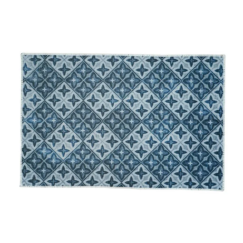 Muted Mosaic Polyester Kitchen Floor Mats (Blue) - Set of Two media 7