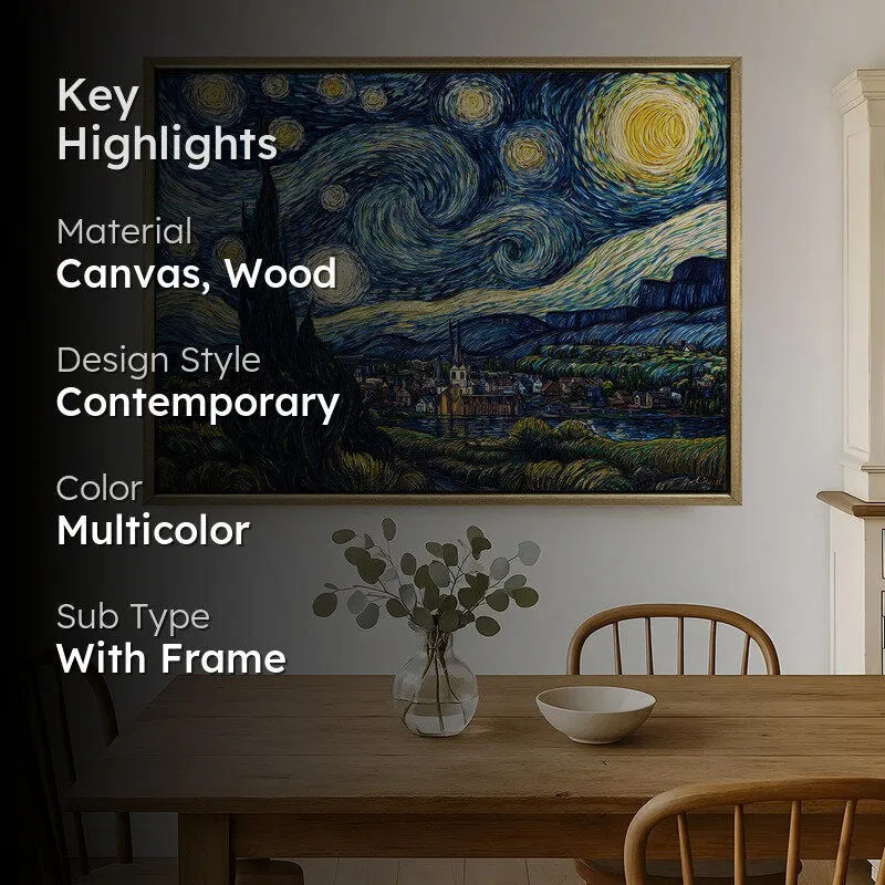 Midnight Whirl Canvas Wall Painting With Frame media 2