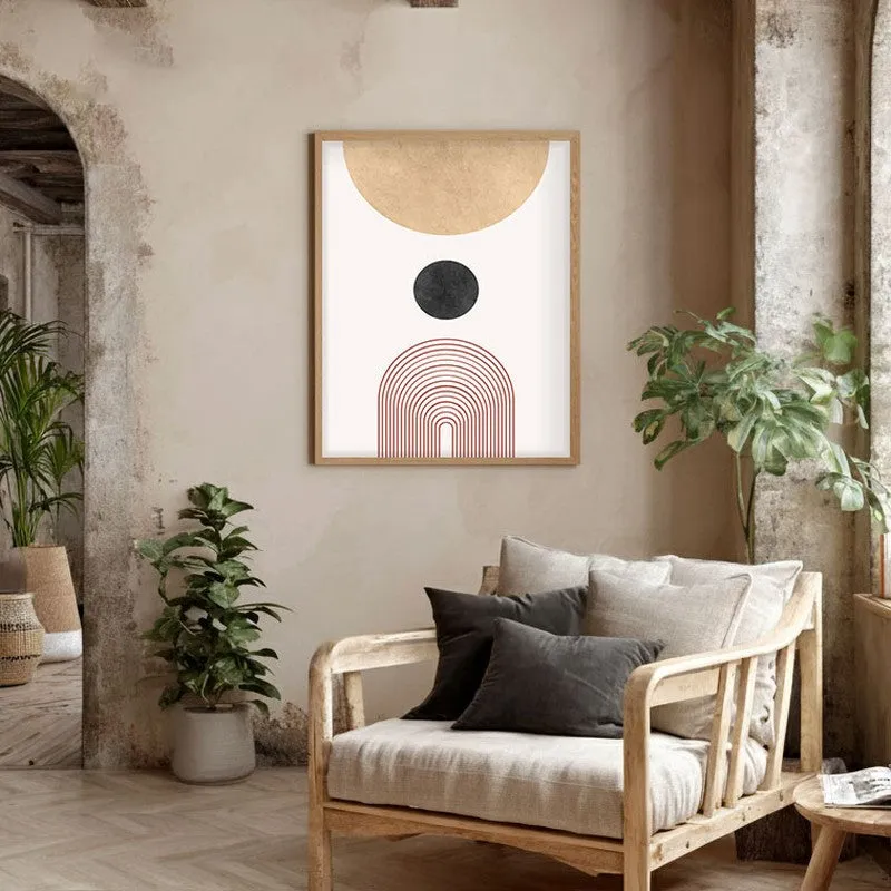 Abstract Equilibrium Canvas Wall Painting With Brown Frame media 5