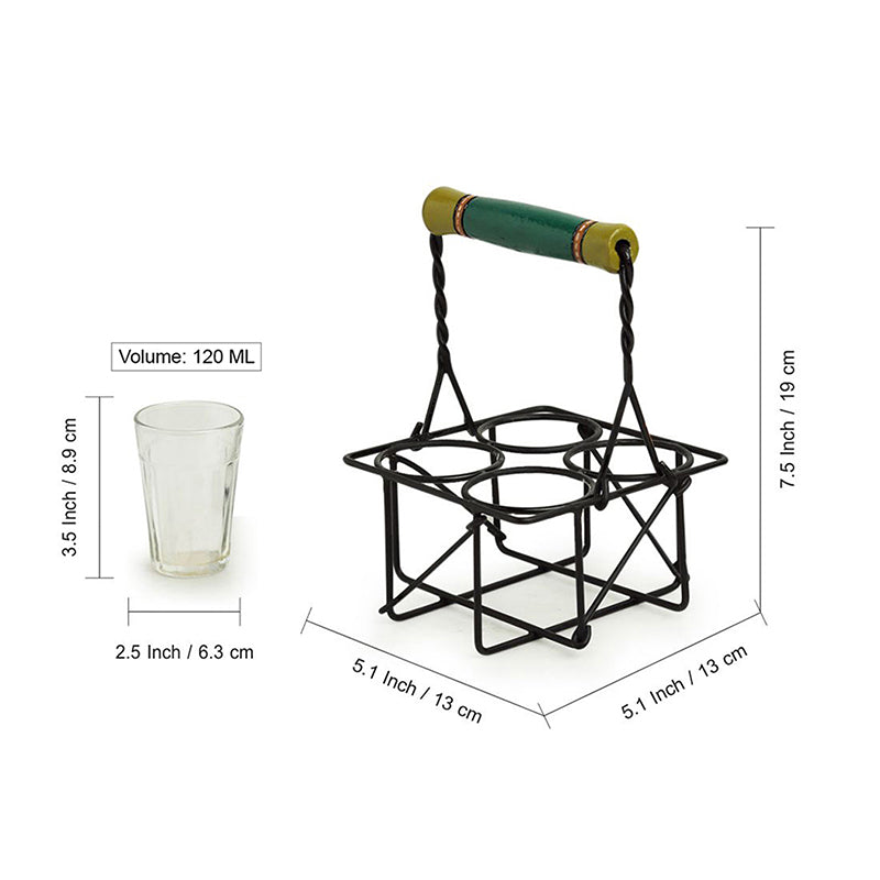 Tapri Tales Cutting Chai Glass With Iron Stand (120 mL) - Five Piece Set media 7