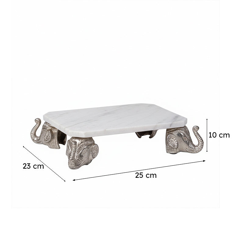Tuskara Marble Pooja Chowki with Elephant Legs media 7