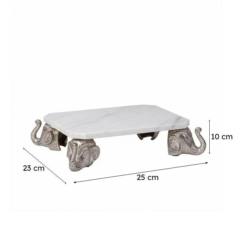 Tuskara Marble Pooja Chowki with Elephant Legs media 7