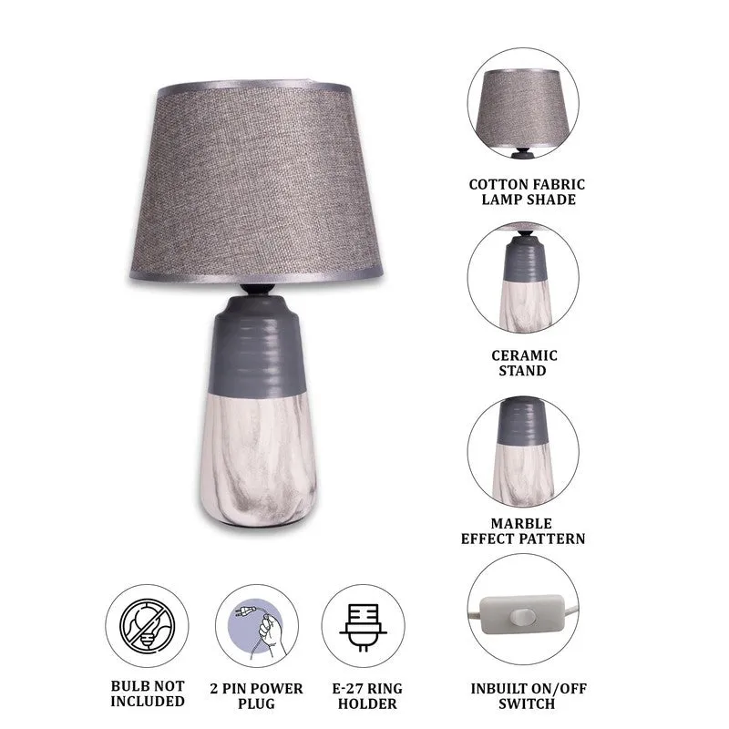 AarviDecor Kingston Designer Fabric Table Lamp - Grey media 7