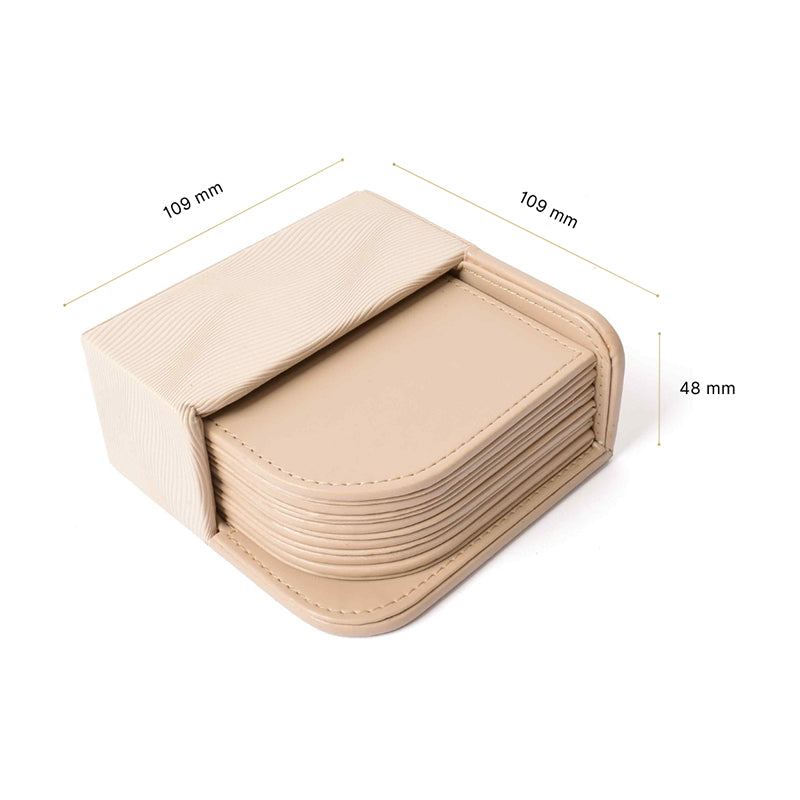 Veltrix Faux Leather Coaster (Beige) - Seven Piece Set media 9