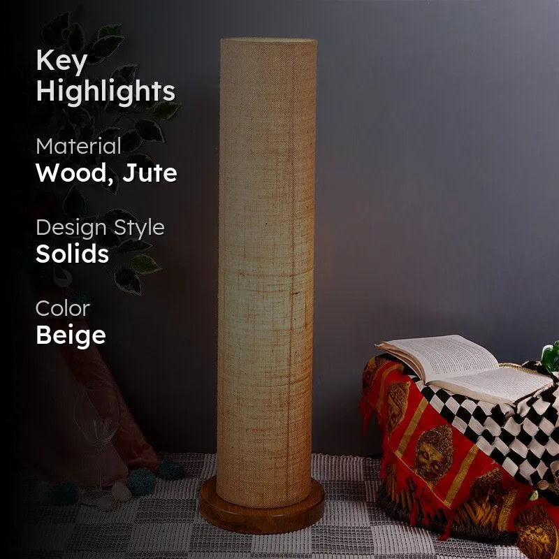 Agia Wooden Tower Floor Lamp With Jute Shade - Beige media 2
