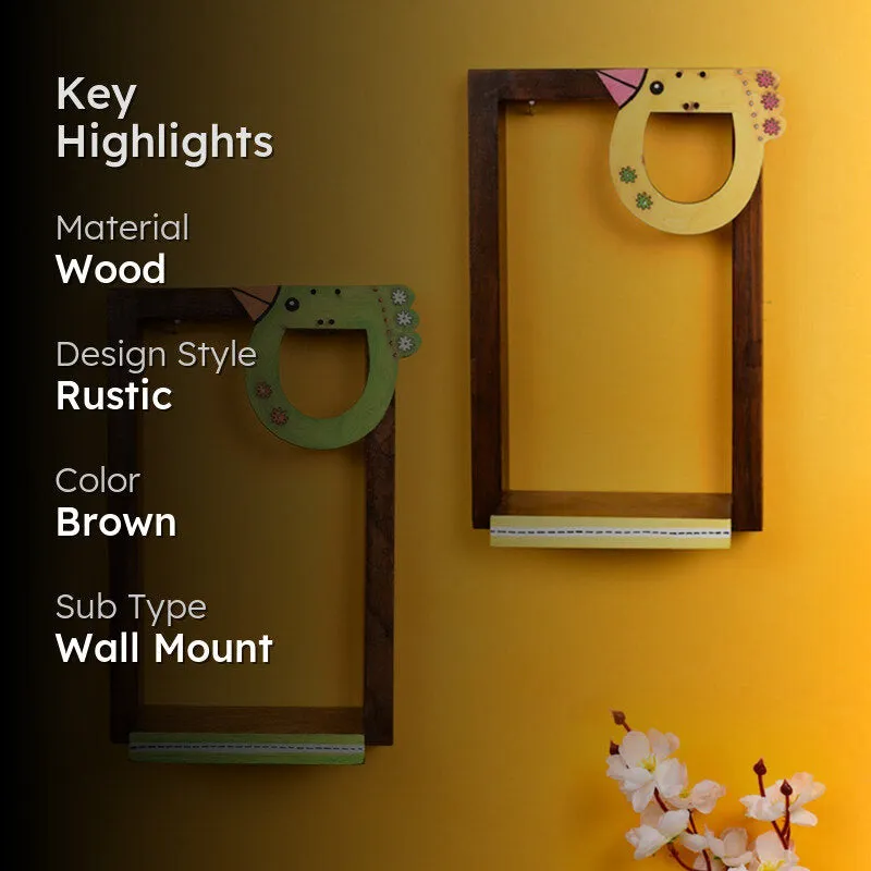 Klava  Bubbly Chidiya Handcrafted Wall Shelf - Set Of Two media 2