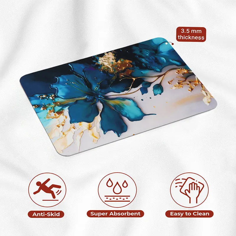 Blue Flora Anti Skid Rubber Bath Mat media 6