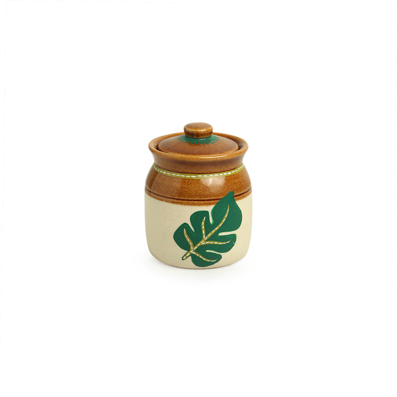 Leafy Shade Handpainted Jar With Tray - Three Piece Set media 4
