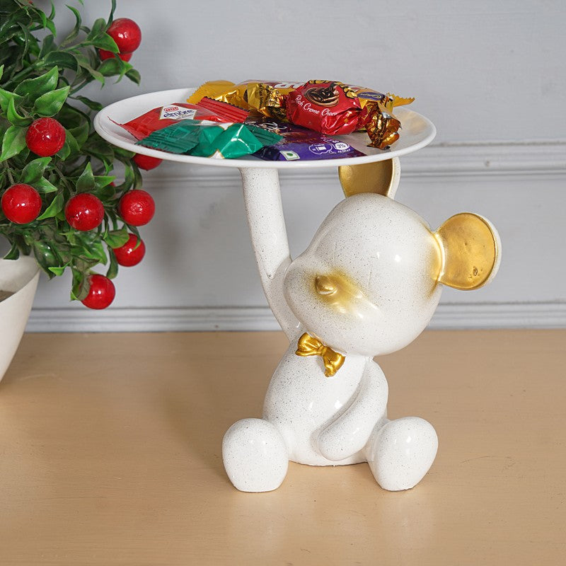 Playful White Monkey with Golden Tray