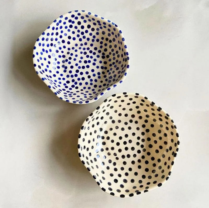 Mosha Polka Blue & Ivory Serving Bowl (500 ML) - Set of Two media 1